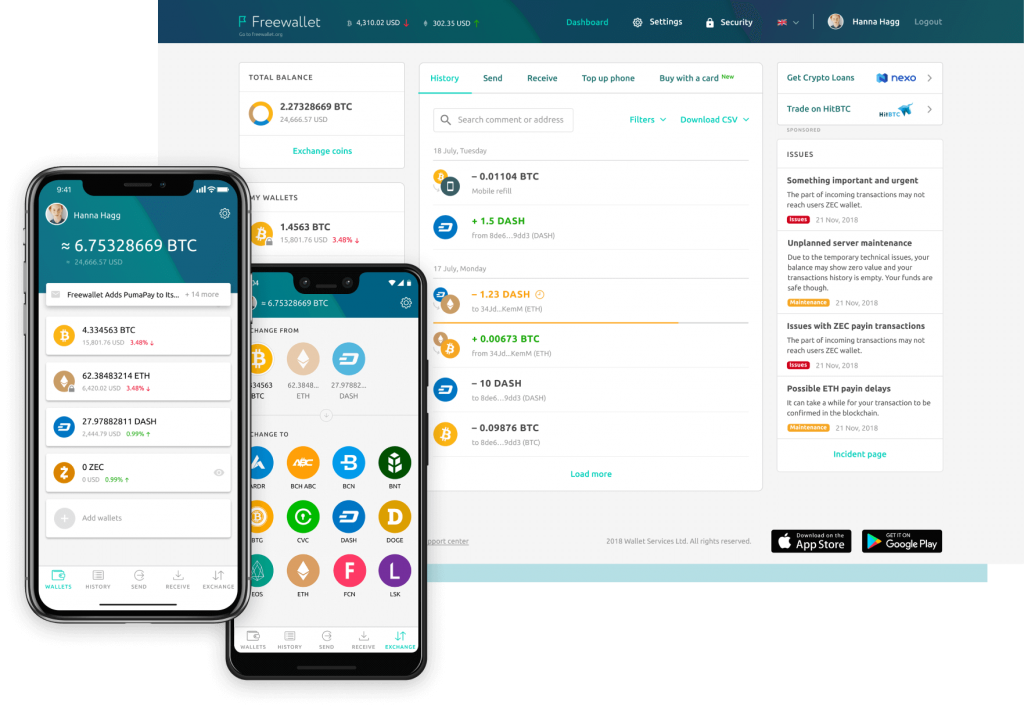 free wallet - Multi cryptocurrency wallet