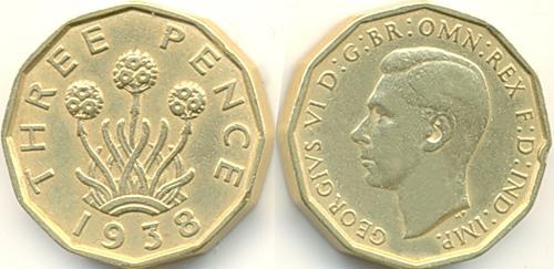 1.2 Англия, Великобритания, 3 пенса, 1938 год