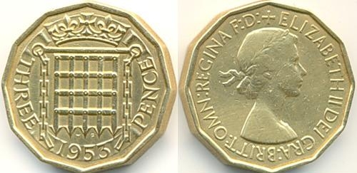 1.4 Великобритания, 3 пенни, 1953 год